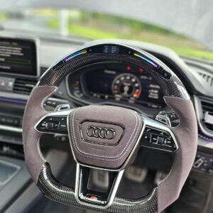 AUDI LED Steering Wheel | Carbon Fibre Flat Bottom | Genuine Alcantara | Full Set with Airbag