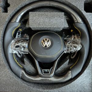 Volkswagen Carbon Fibre Steering Wheel | Flat Bottom | Full Set with Buttons and Airbag