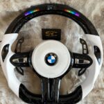 BMW LED Steering Wheel, Genuine Carbon Forged with Flat Bottom, Full Set