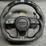 AUDI LED Steering Wheel | Carbon Fibre Flat Bottom | Perforated Leather | Full Set with Airbag
