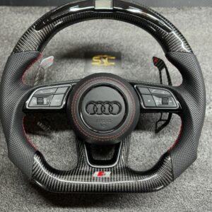 AUDI LED Steering Wheel | Carbon Fibre Flat Bottom | Perforated Leather | Full Set with Airbag