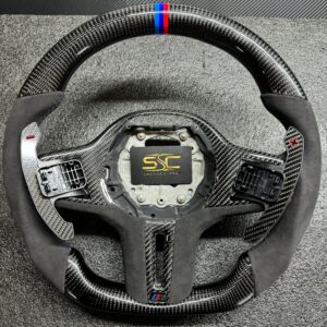 BMW Steering Wheel for G series Models, Carbon Fibre with Flat Bottom, Alcantara Side Grip